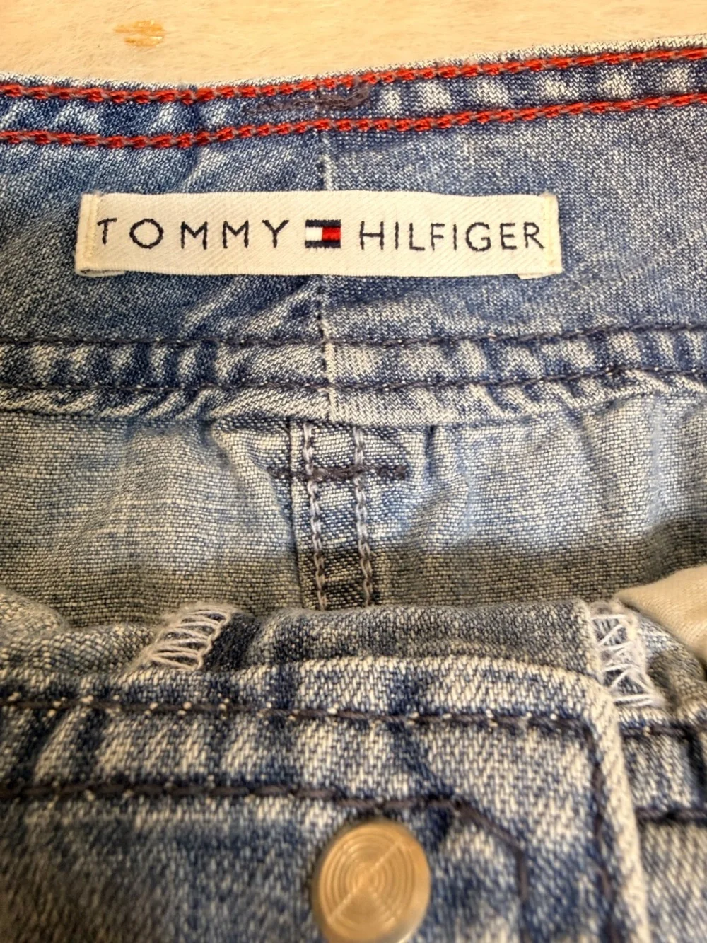 Tommy Hilfiger Denim Mini Skirt Womens Size‎ 8 Blue Jean Cotton Logo Casual Y2K
